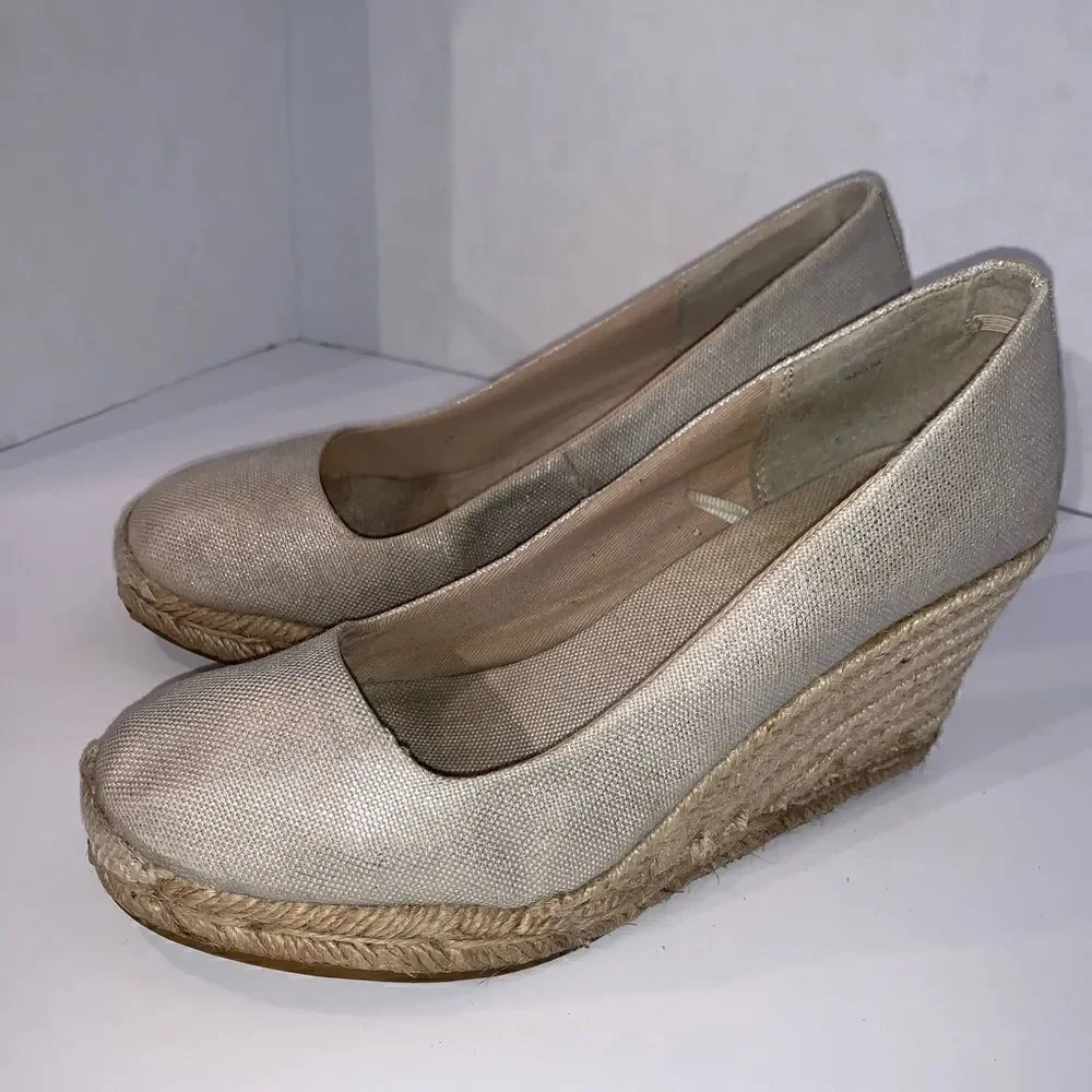 Gap Silver Wedge Espadrille Shoes
